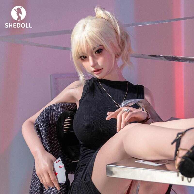 SHEDOLL 白露 163cm電台缪斯 H爆乳高衩黑裙-露肩針織 溫感震顫體 攝影棚專屬藏品